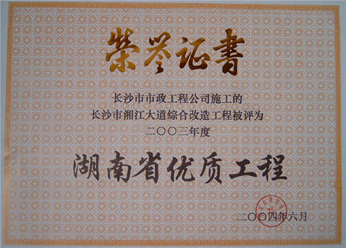 2003年度湖南省優質工程